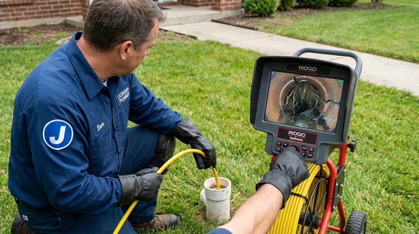 Sewer camera inspection being performed by Johns Plumbing LLC in Woodward